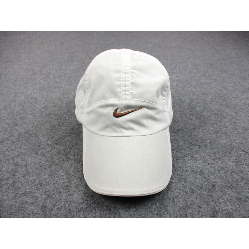 Nike Hat Cap Strap Back White Tailwind 5 Panel Featherlight Dri-FIT Running Mens